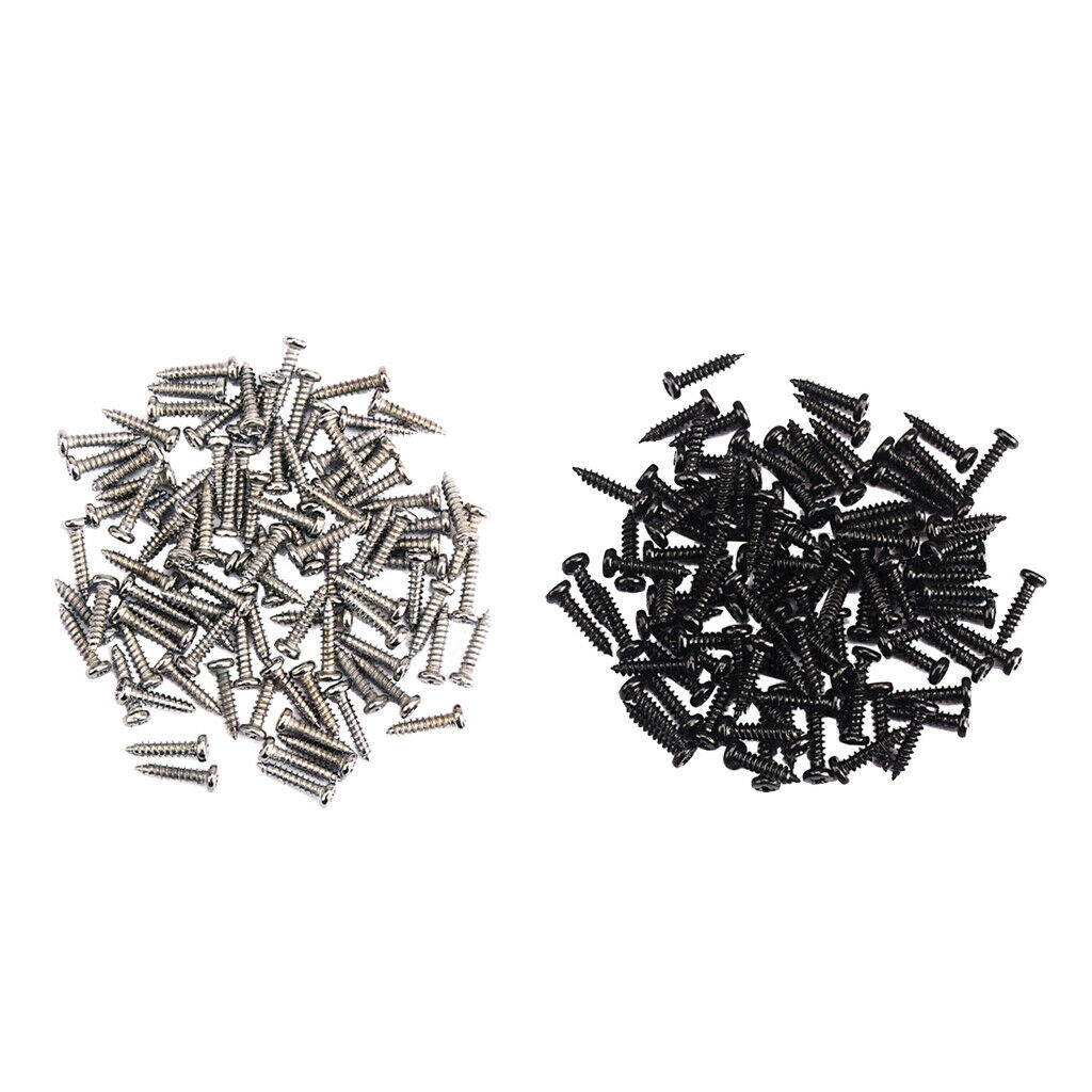 Pack of 200 Guitars Machine Heads Tuning Pegs Screws 11x2.2mm Nickel+Black