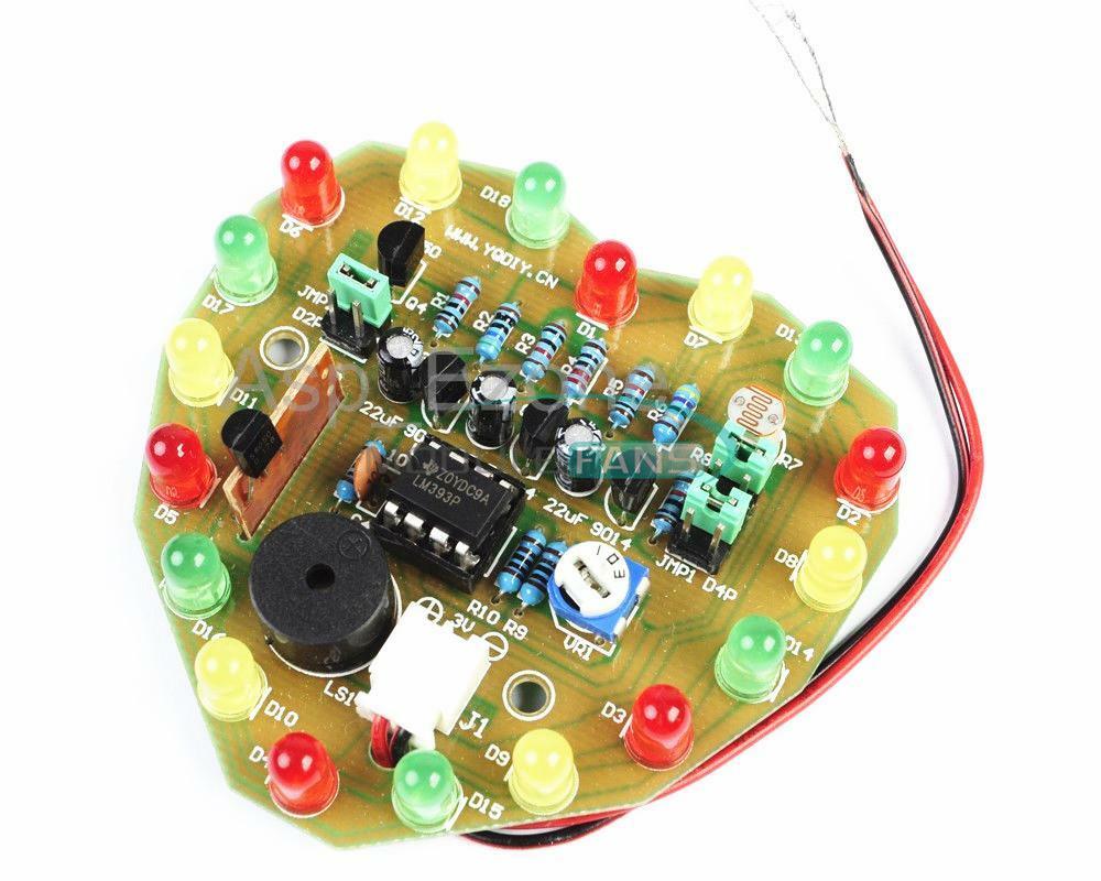 Christmas Heart-shaped LED Flashing Light Circuit DIY Kit Electronic 48MM * 51MM