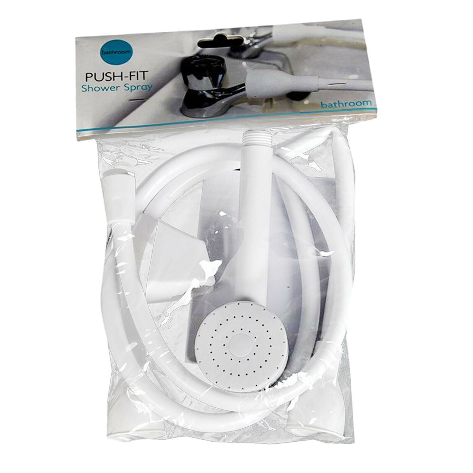 Double Tap Push on Bath Sink Tub Shower Spray Head and Hose Push Fit Pet Cleaner