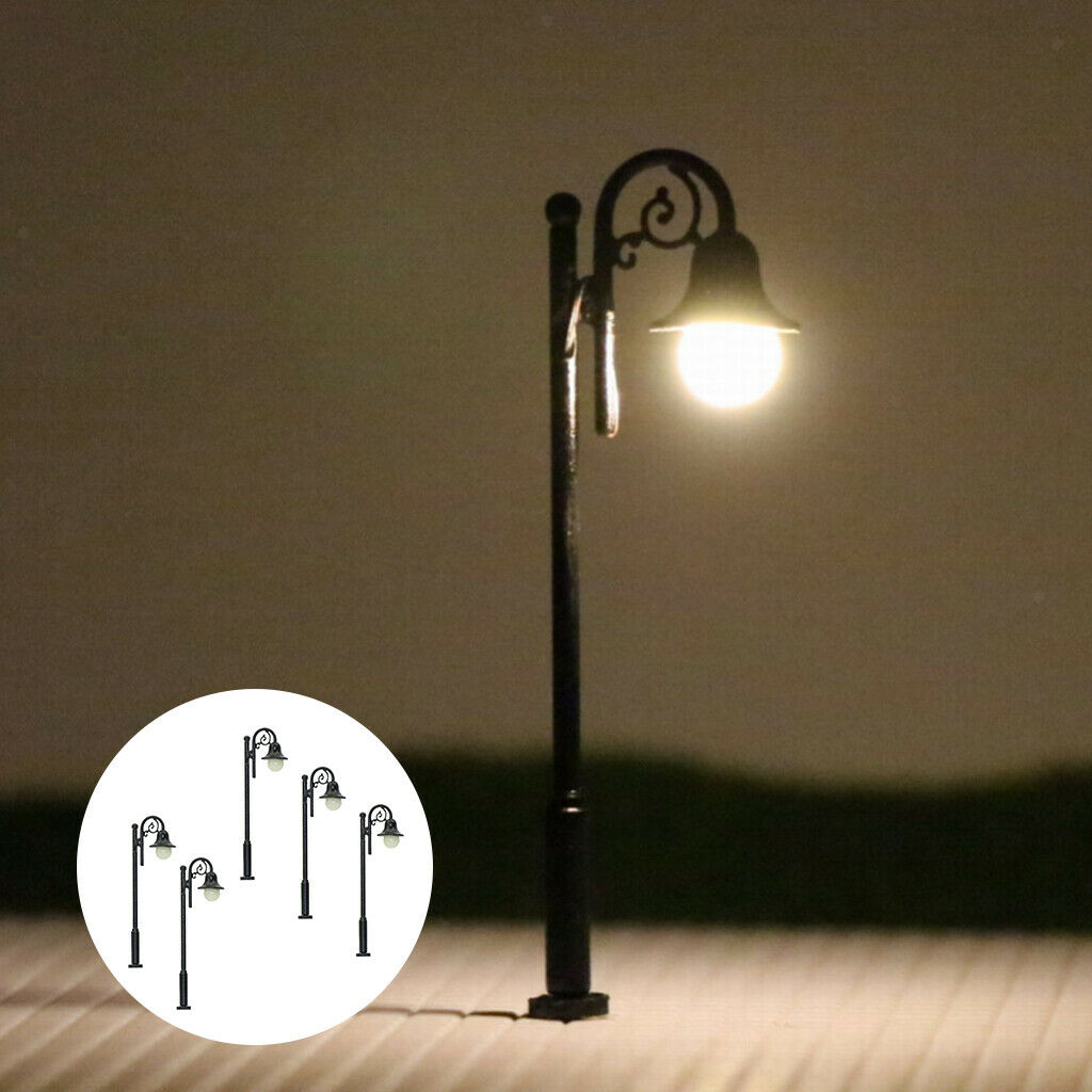 5pcs 1/87 HO Single Head Mini Micro Lights LEDs White Layout Decor 65mm