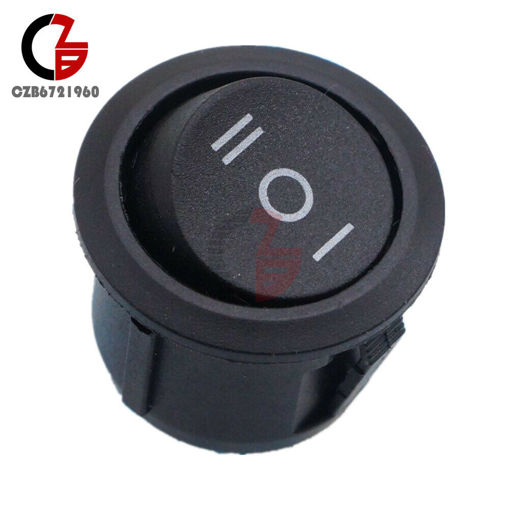 10PCS 3 Pin SPDT ON-OFF-ON Mini Round Black Snap-in Boat 0-1 Rocker Switch