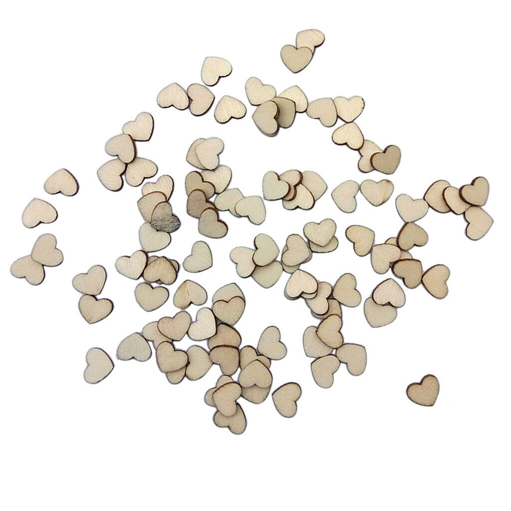 100 Pieces Wooden Hearts Shaped Wood Slices Crafts for Wedding Table Scatter
