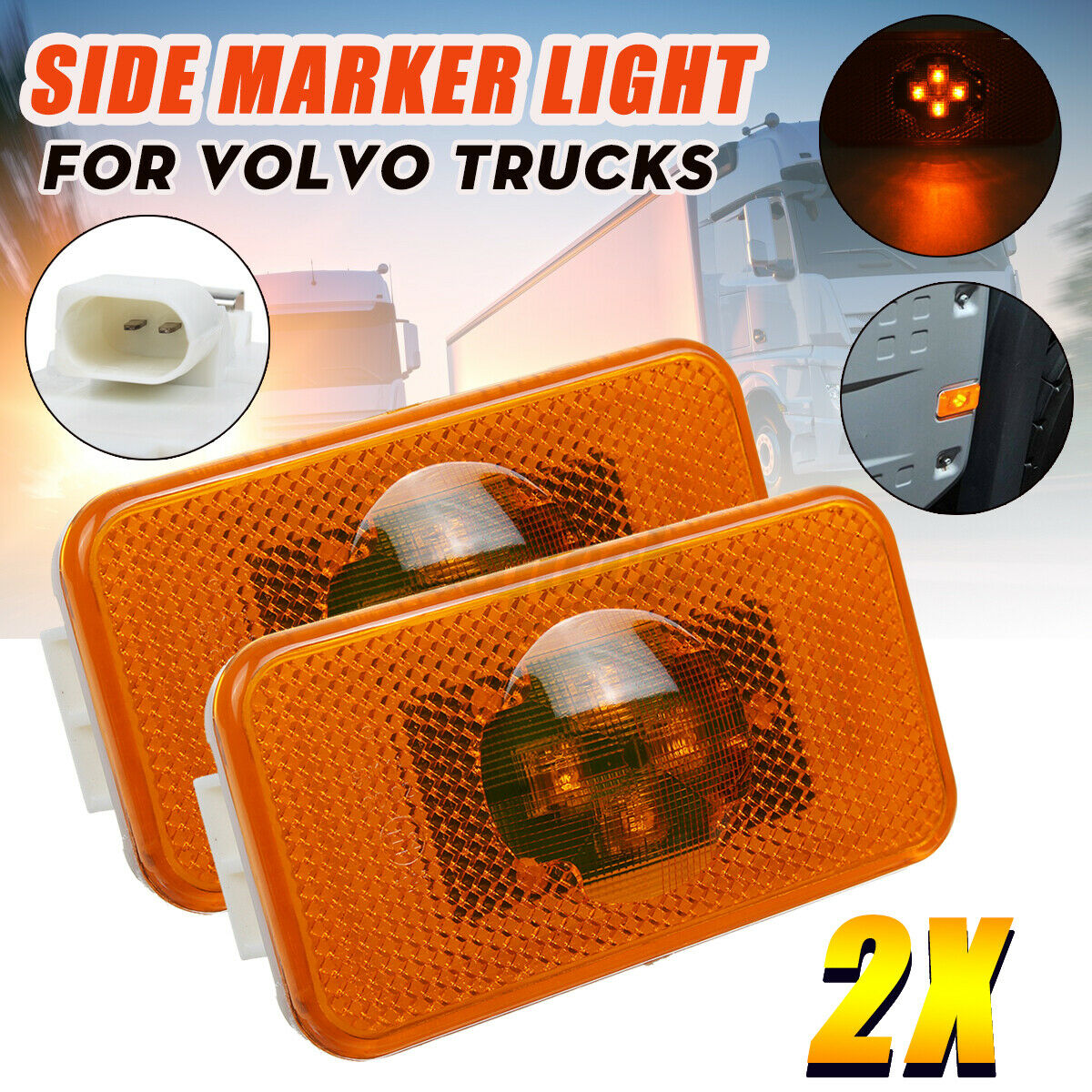 2x 24v Amber Led Indicator Light Side Marker Lamp 20789440 For Volvo Truck