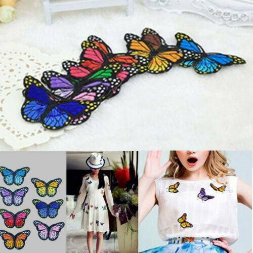 10PCS Embroidery Butterfly Embroidered Sew On Patch Badge Fabric Applique DIY~