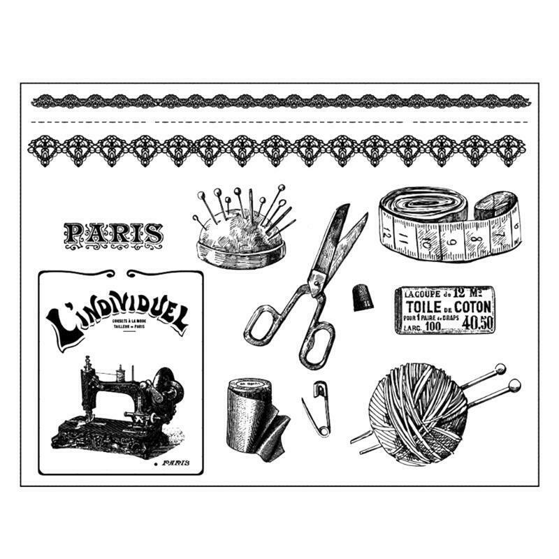 Sewing Scissors Silicone Clear Seal Stamp DIY Scrapbooking Embossing Photo Album