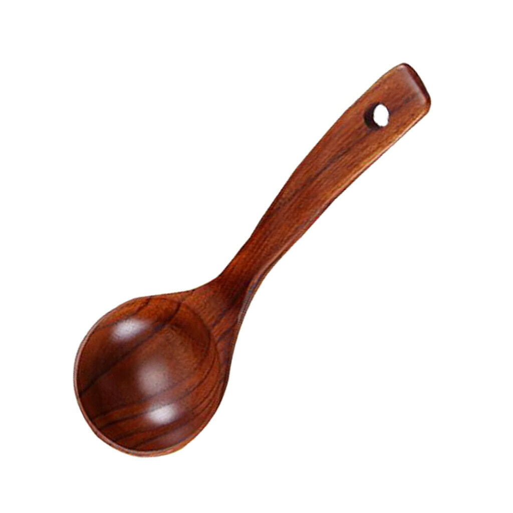 2Pcs Natural Wooden Bamboo Ladle Scoop Soups, Sauces, Casseroles, Porridge