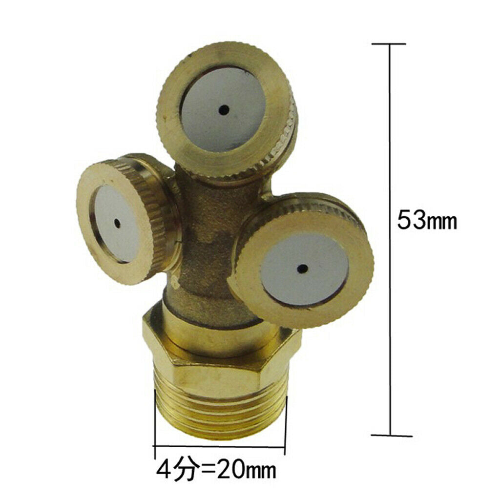 1/2" Brass 20mm Three Nozzle Water Fountain Nozzle Agriculture Spray Head
