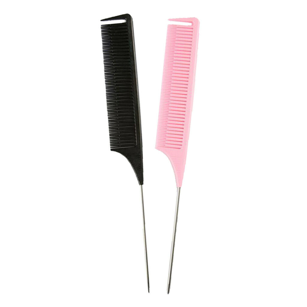 2x Fine Weaving Highlighting Foiling Hair Combs Salon Hair Coloring Pin Tail