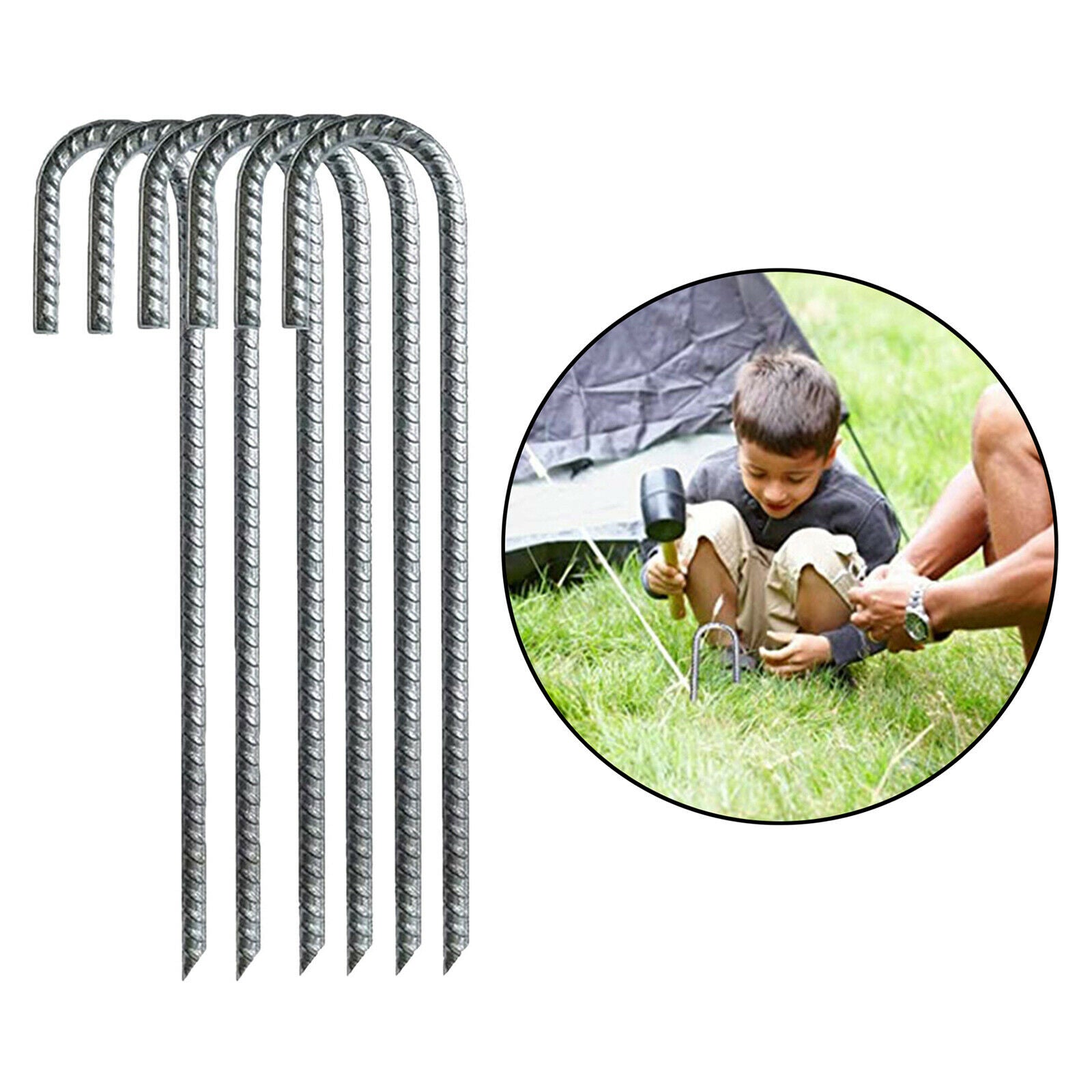 30cm Steel Ground Rebar Stakes Trampoline Anchors for Outdoor Trampolines