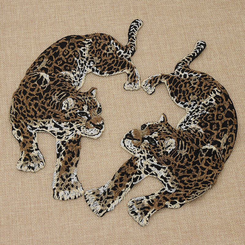 1 Pair Leopard Embroidery Patches for Coat Jacket Jeans Applique Sew on Supplies