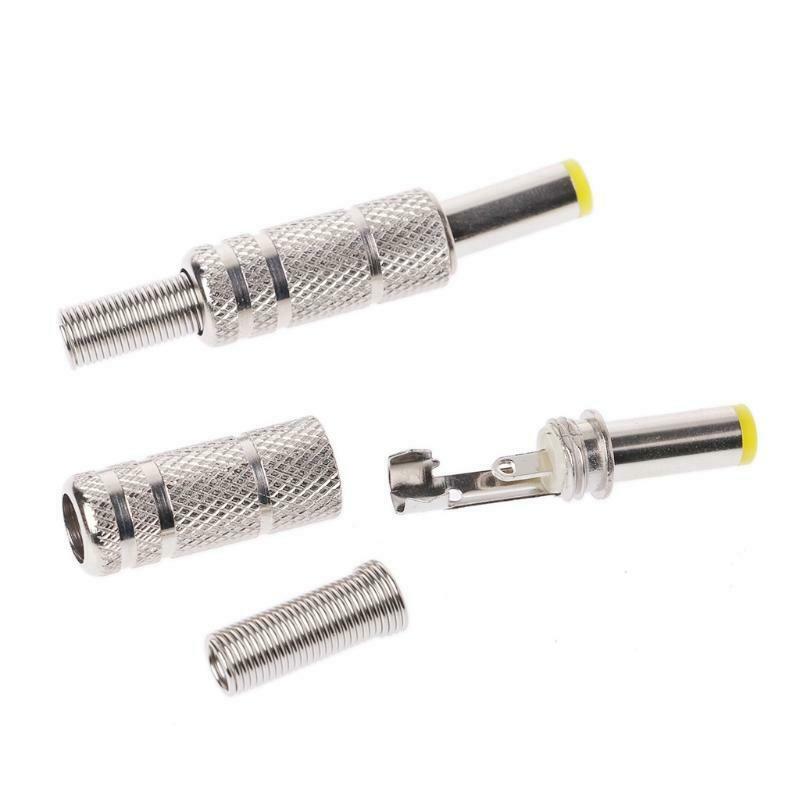 5 Pcs Metal 5.5x2.1mm DC Power Male Plug Jack Adapter Connector with Yellow Head
