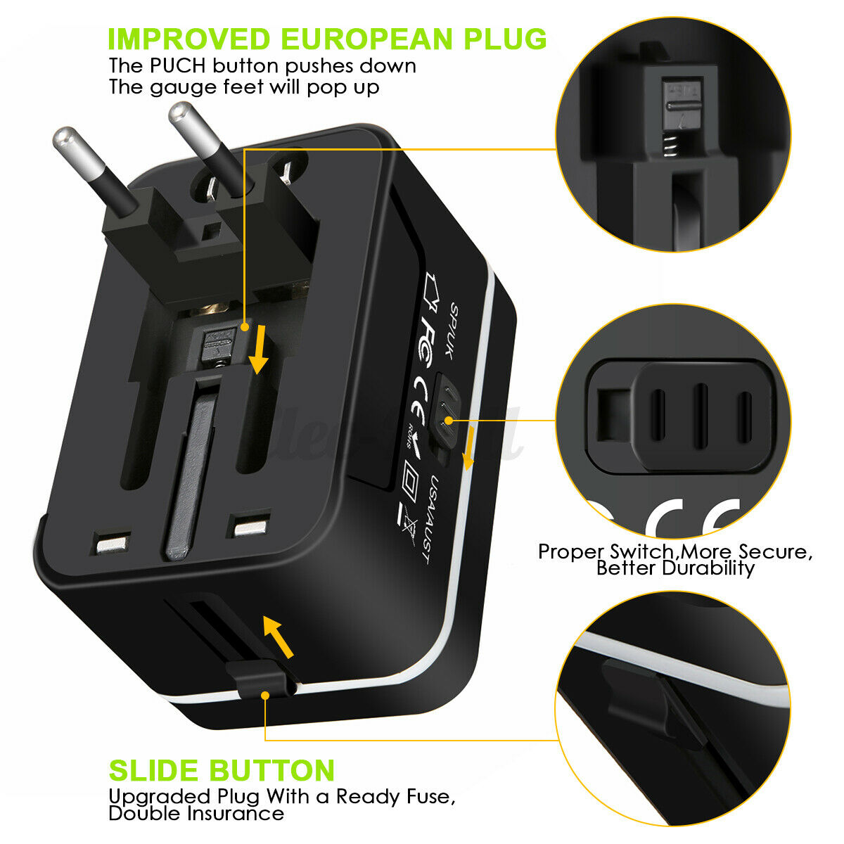 Universal Travel Converter Adapter Wall Charger International AU/US/EU/UK Plug
