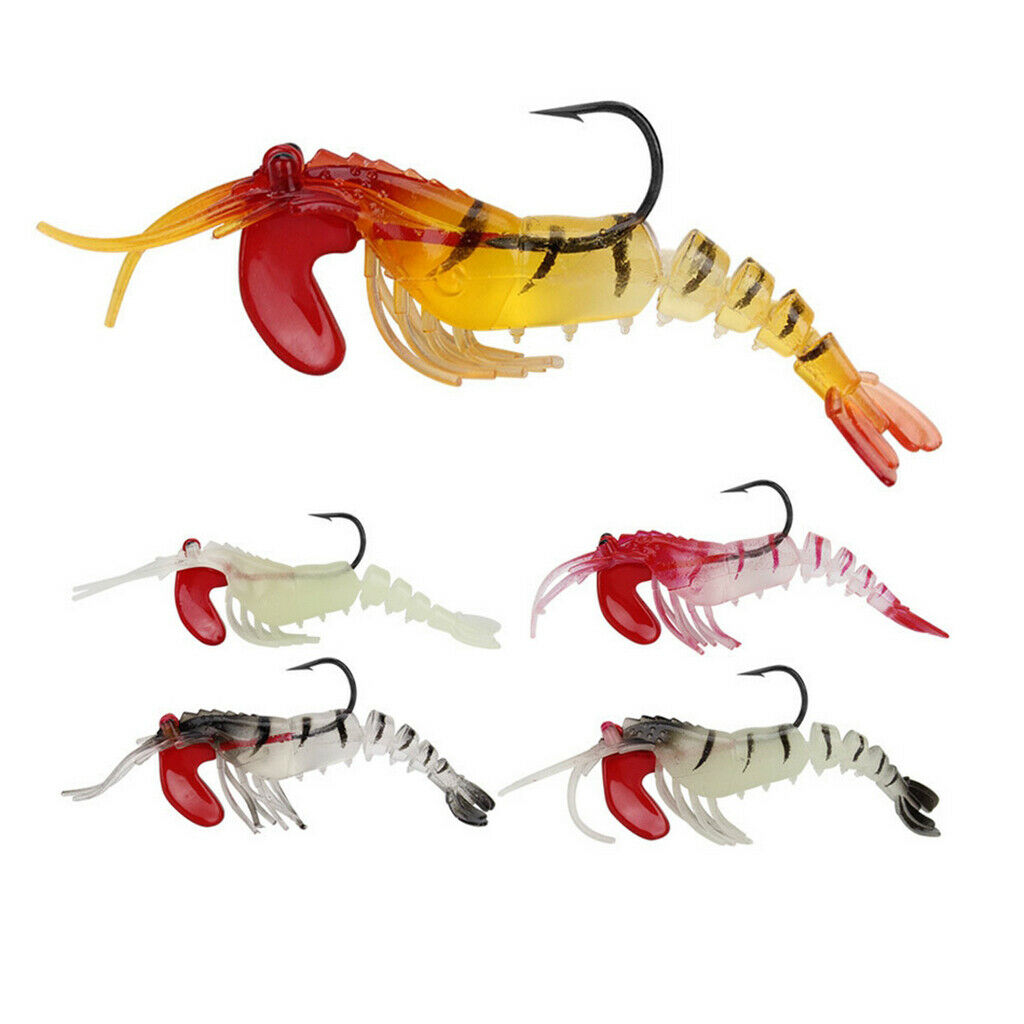 Segmented Shrimp Lure Sinking Baits Glow Fishing Soft Bait with Lead Head