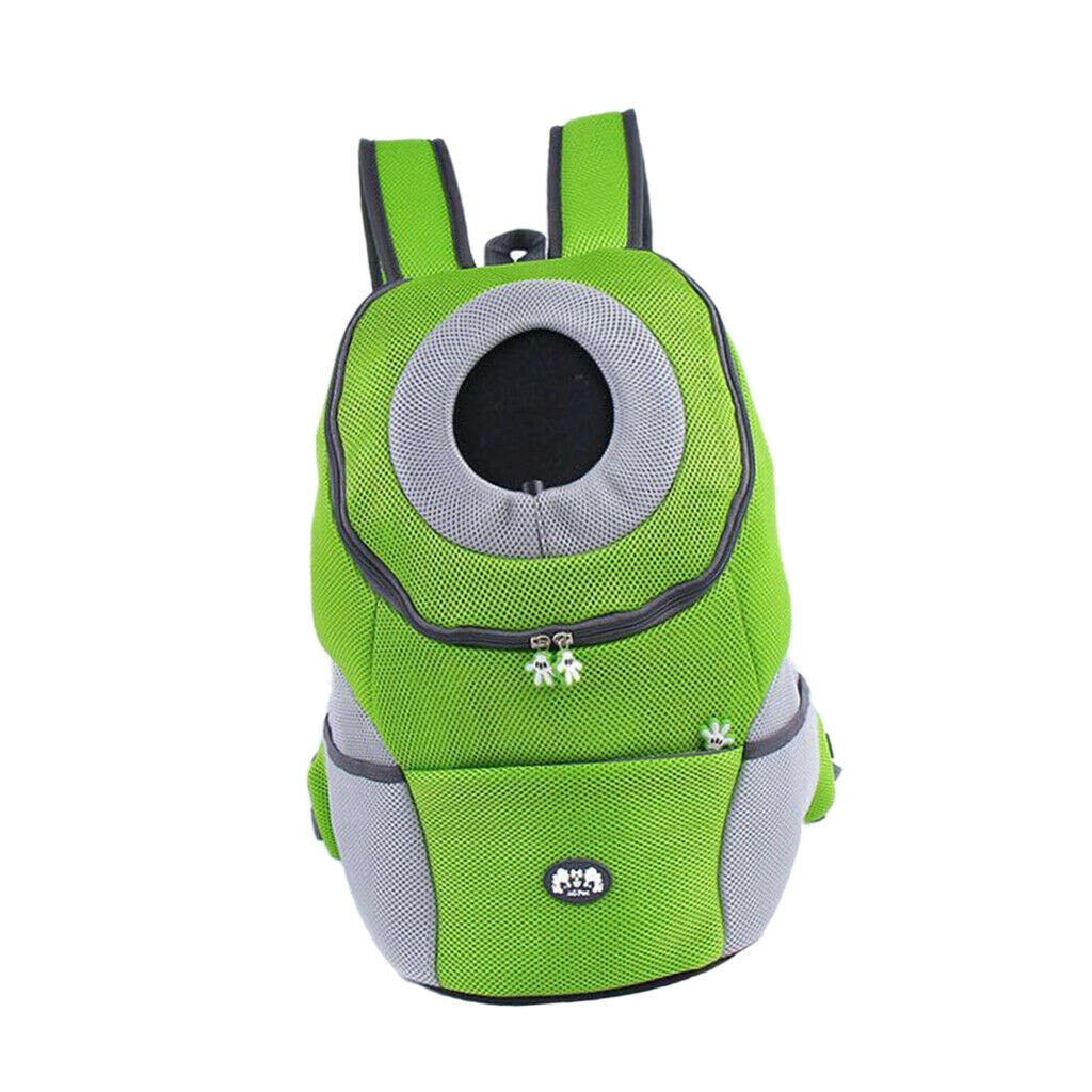 Pet Dog Backpack Carrier Travel Note Bag Front Net Double Shoulder Green