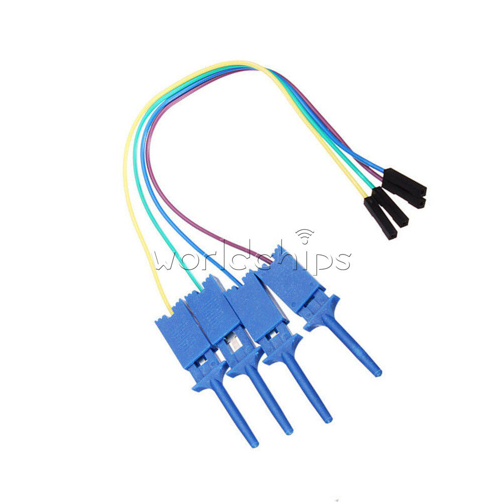 4PCS 1 Pin Hook Clip Clamp Jumper Testing Dupont Cable Wire for Logic Analyzer