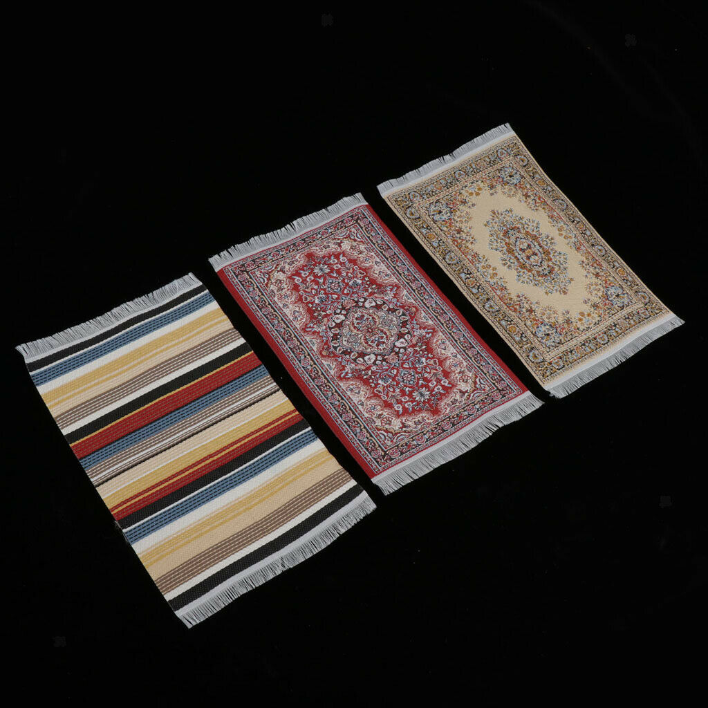 Handmade Miniatures Rug Turkish Style Carpet Floor Covering, Set of 3 Pieces