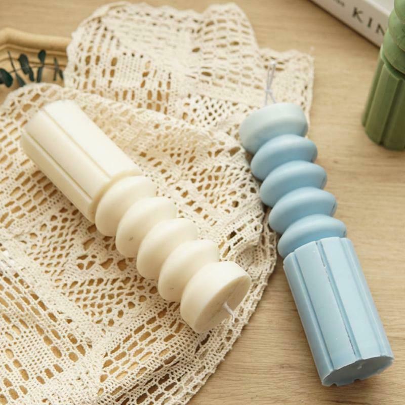 Striped Cylinder Candle Plastic Mold with Screws Clear Handmade DIY Craft Mould