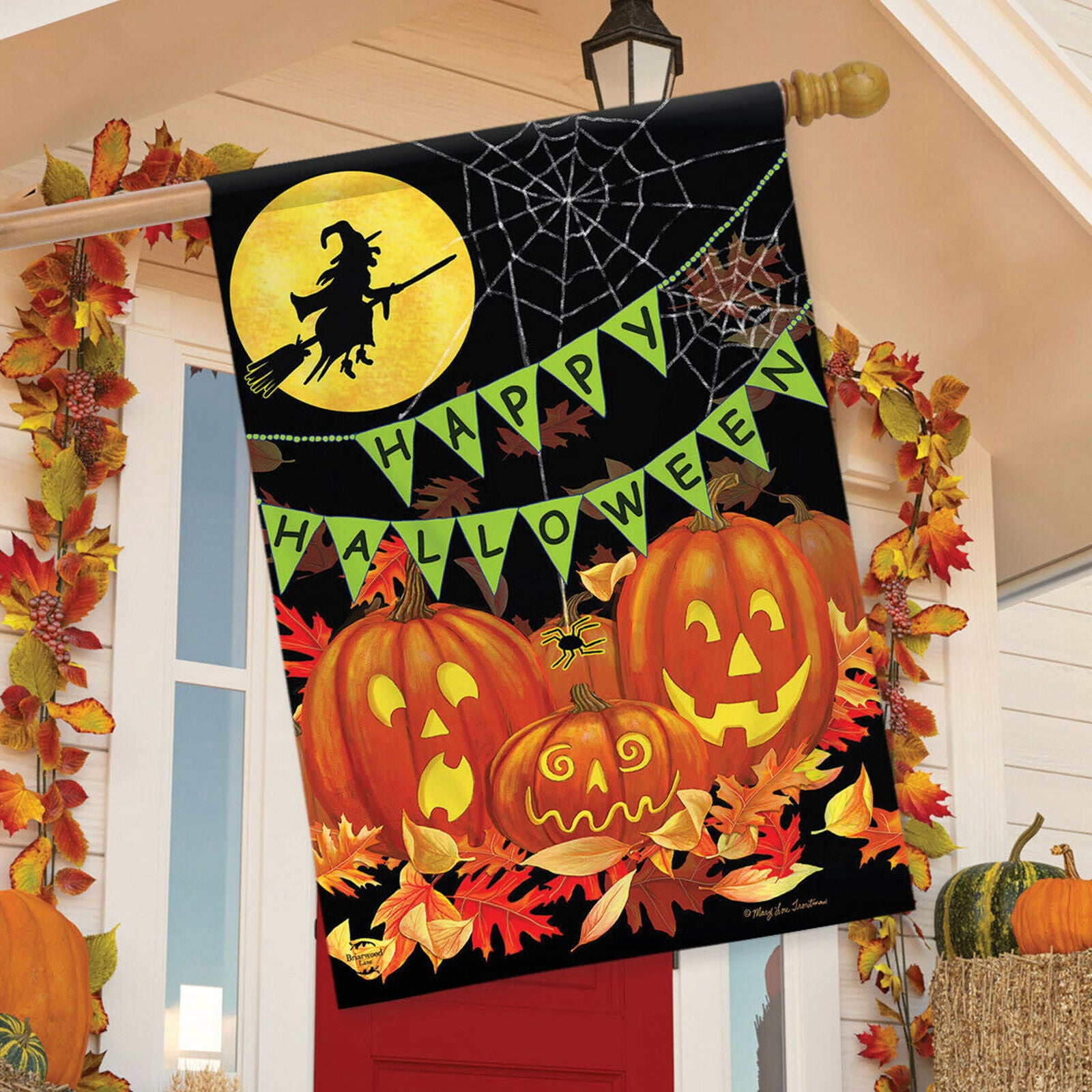 Halloween Haunts House Flag Witch Jack-o-Lantern 28" x 40" Briarwood Lane