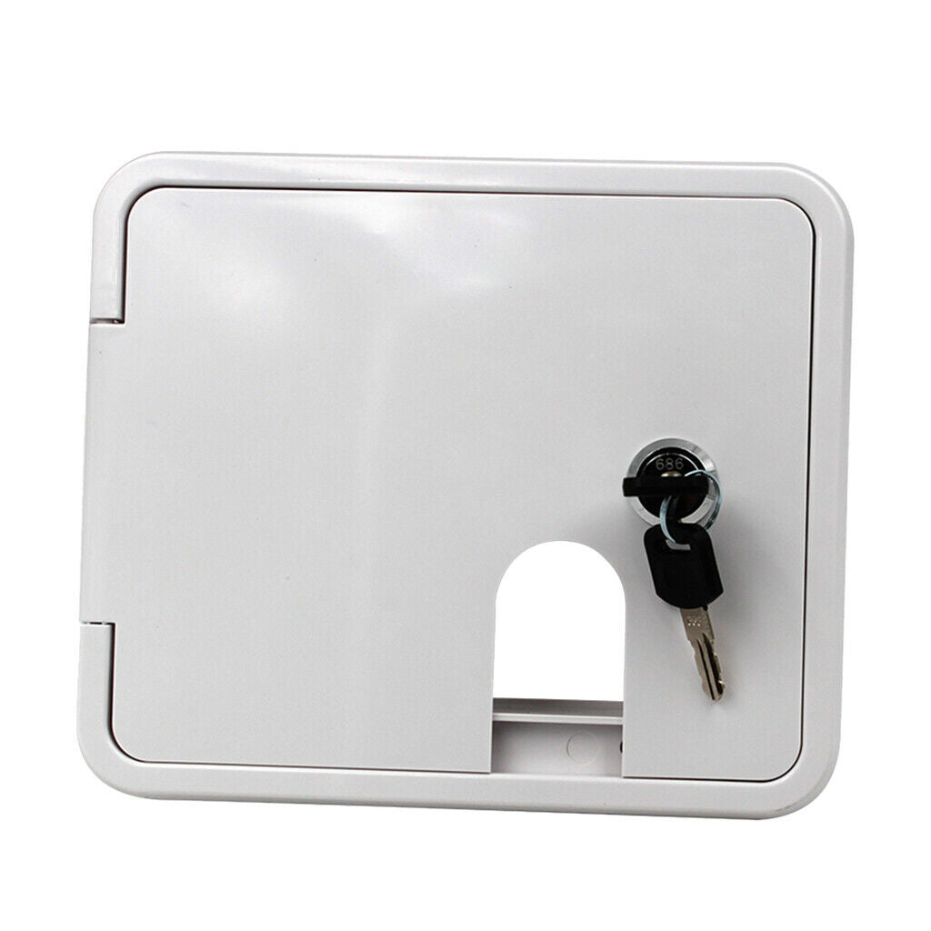 Electric Power Cord Cable Hatch Camper Square Cover RV Trailer White