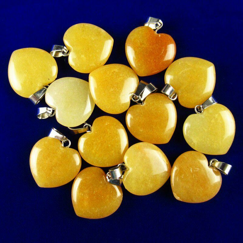 10pcs 20x20x6mm Natural Yellow Aventurine Heart 40g Pendant Bead A-22SK