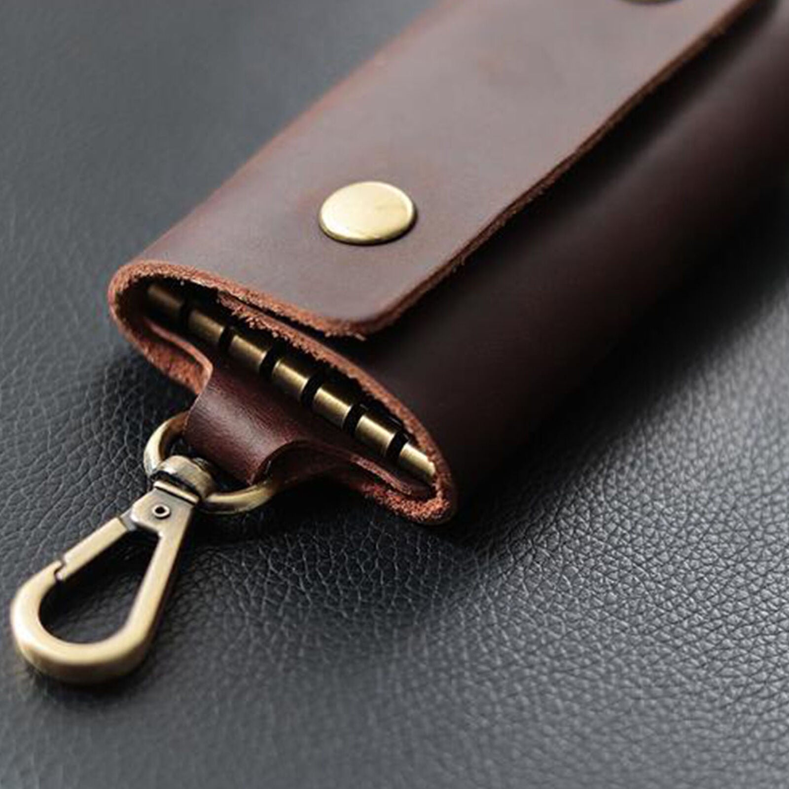 Leather Car Key Chain Ring Keys Holder Pouch Case Wallet