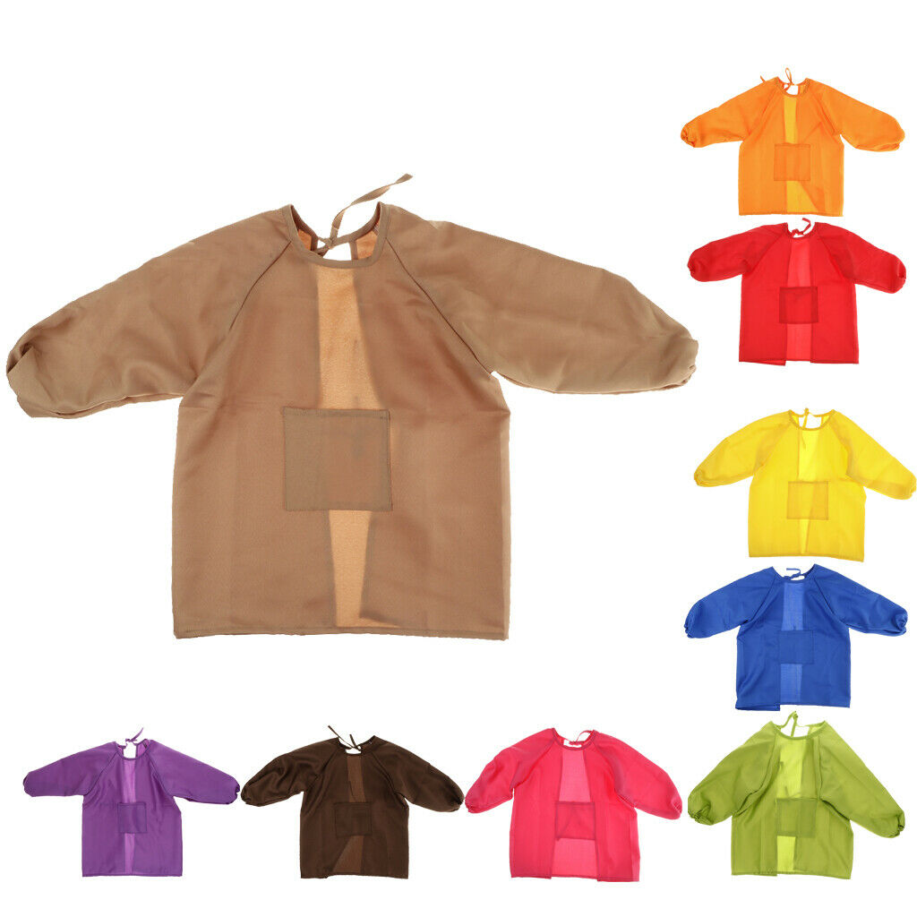 Children Kids Craft Art Apron Drawing Painting Cooking Smock Red