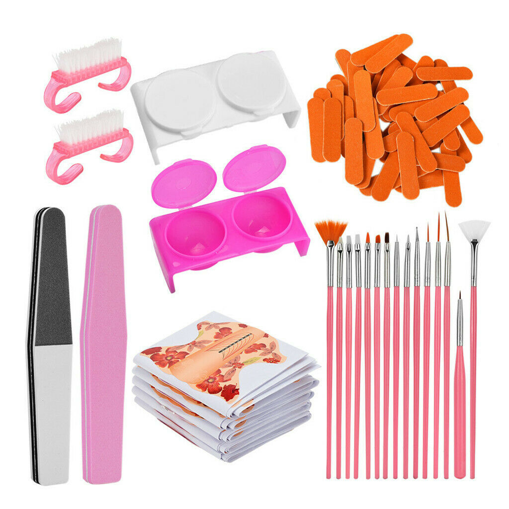 Lots of Beauty Manicure Nail Brush,Art Pen,Files,Cup,Nail Art Tools Orange