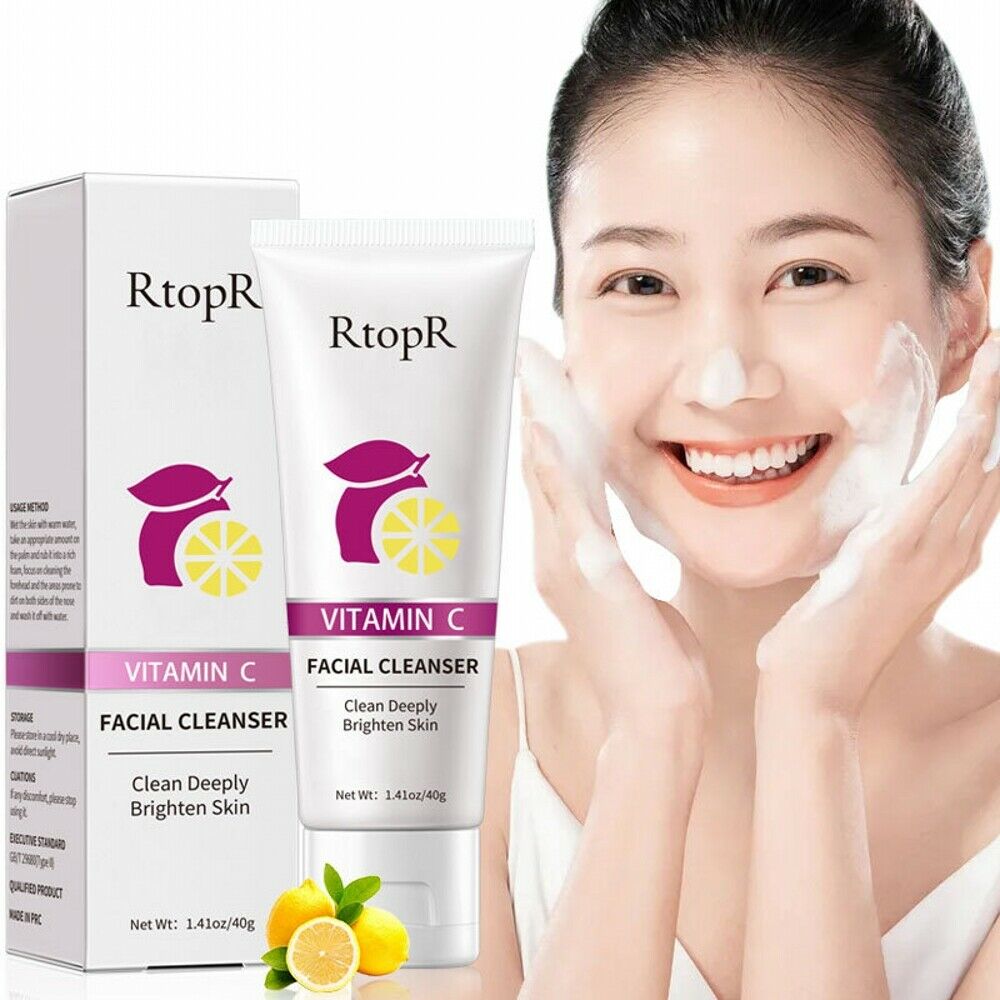 40g Vitamin C Facial Cleanser Acne Oil Control Firming Skin Care Deeply Clean