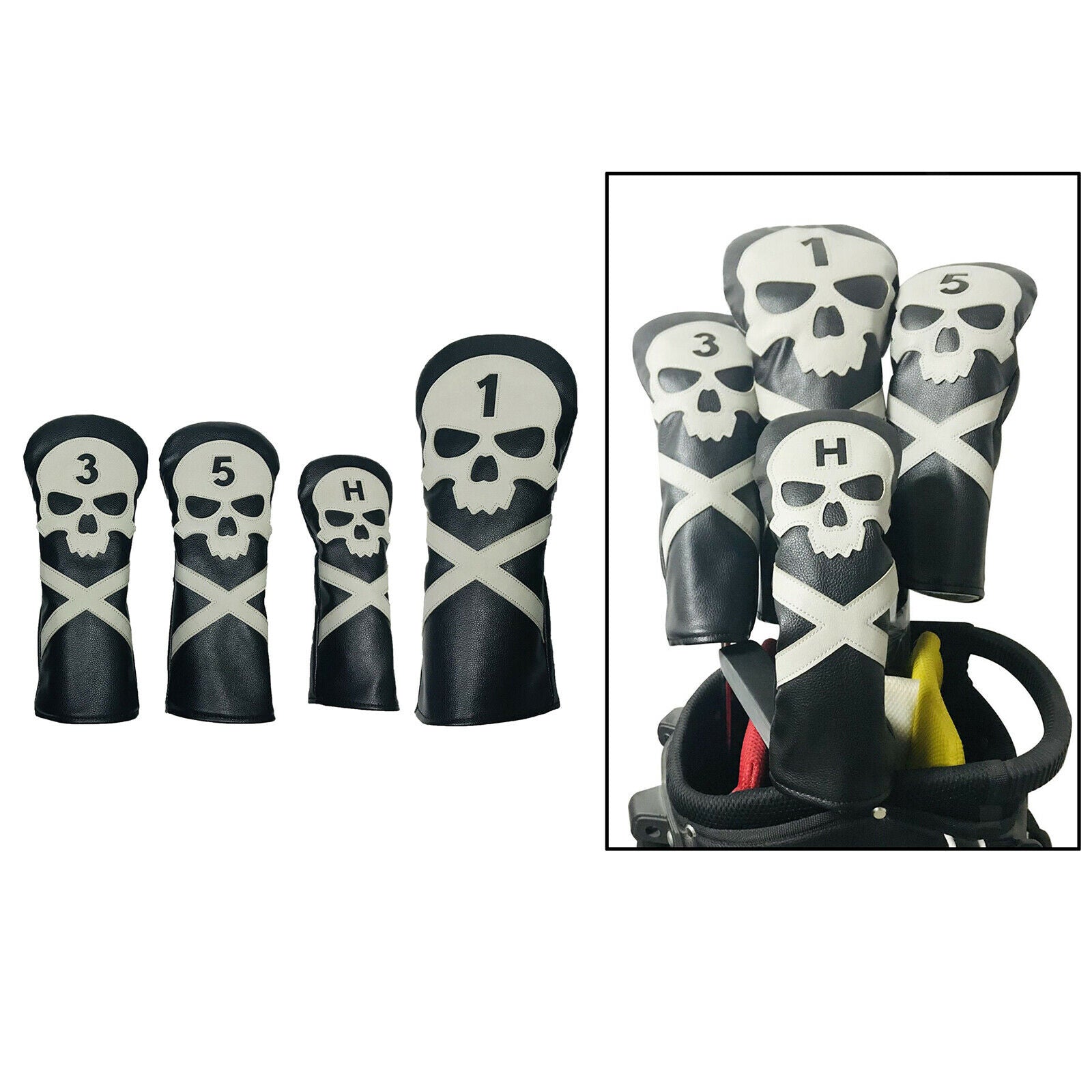 4Pcs Golf Wood Headcover Set Clubs Cover Driver Fairway Wood 1,3,5 UT Covers