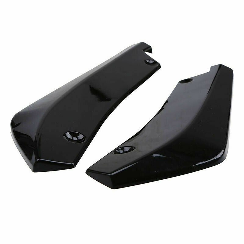 Pair Car Universal Glossy Black Rear Bumper Lip Wrap Angle Diffuser Splitter