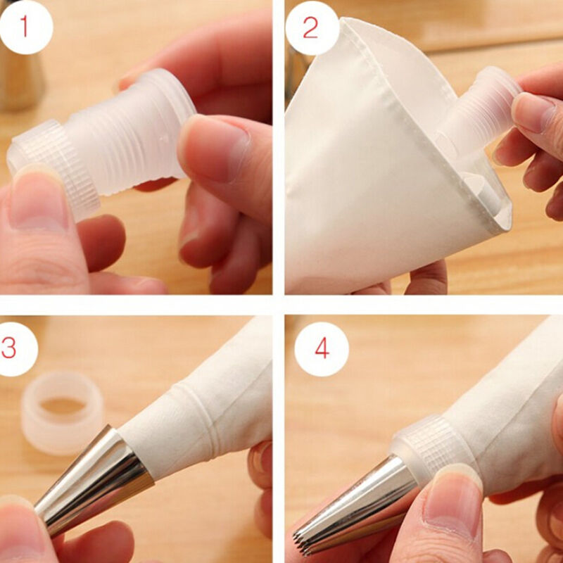 Silicone Reusable Piping Bag 6 Icing Nozzles Fondant Cake Pastry Decoratin.l8