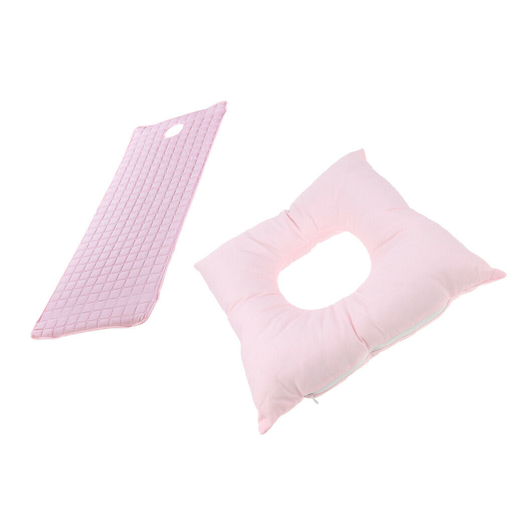 Pink Massage Bed Mattress Sheet with Face Cradle Cushion Pillow Pad Set