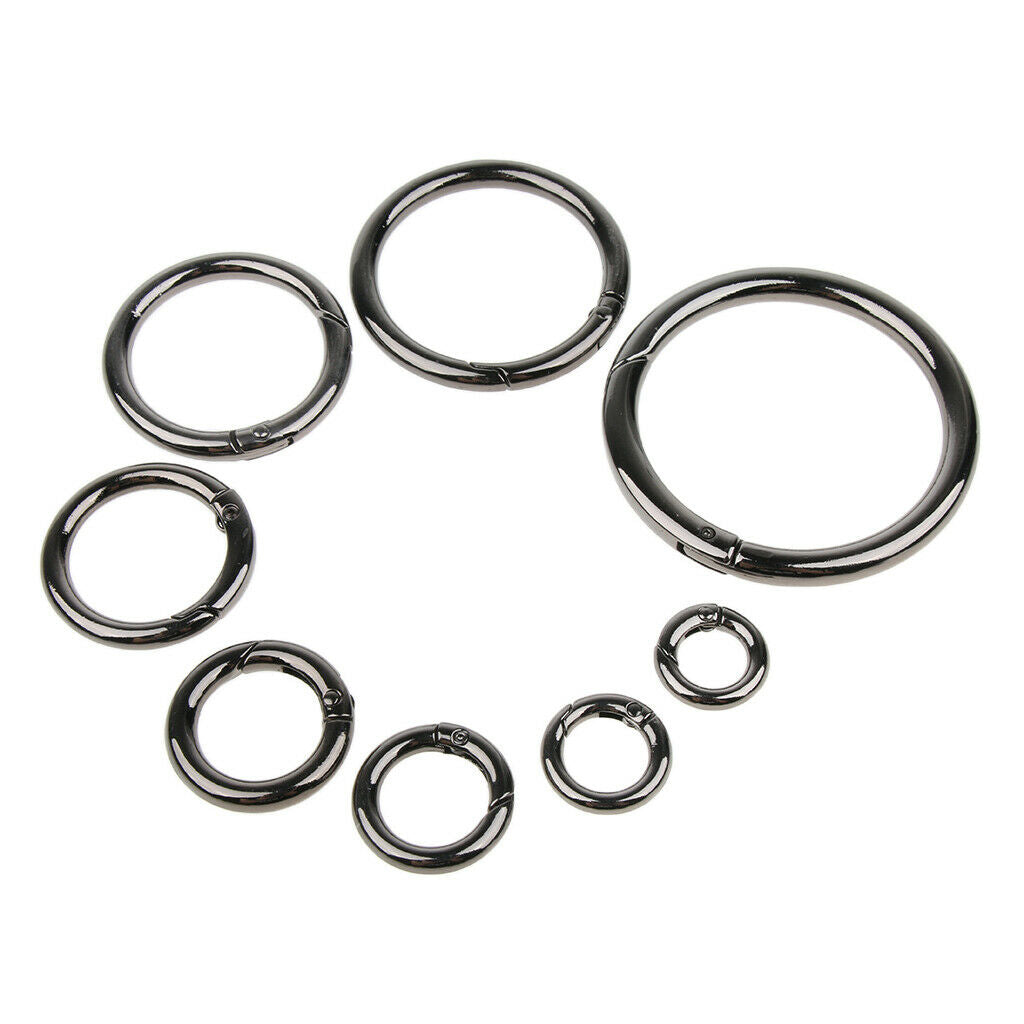 2X 5pcs Round Carabiners Camping Spring Snap Clip Keychain Holder Black 10mm