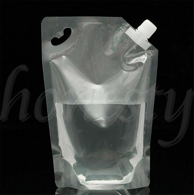 10pcs 1000ml 32Oz Clear Plastic Self Packing Flask Bladder Bag Leak Proof