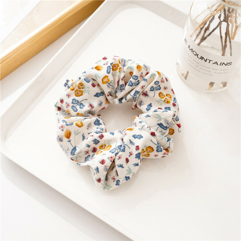 5Pcs Womens Flower Hair Scrunchies Assorted Stretchy Hair Rope Ties Updo