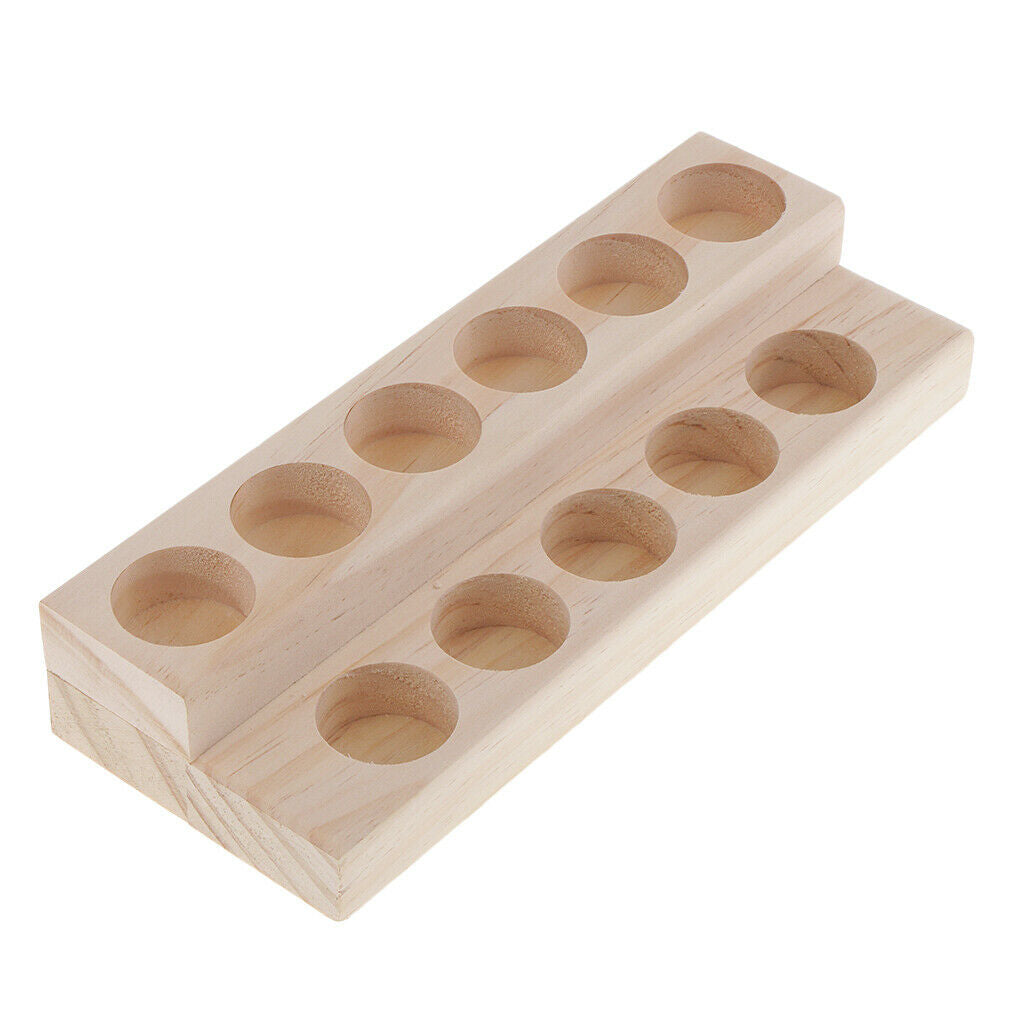 2 Tiers Wood Essential Oils Holder Stand Rack Display Shelf Wooden Storage Case