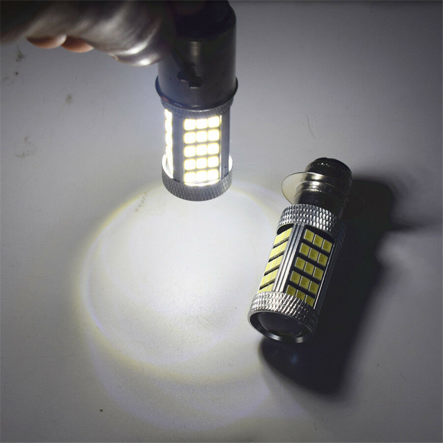 1Pair 12V 80W White LED BA20D 2835 66SMD Motorcycle Headlight DRL Fog Light Bulb