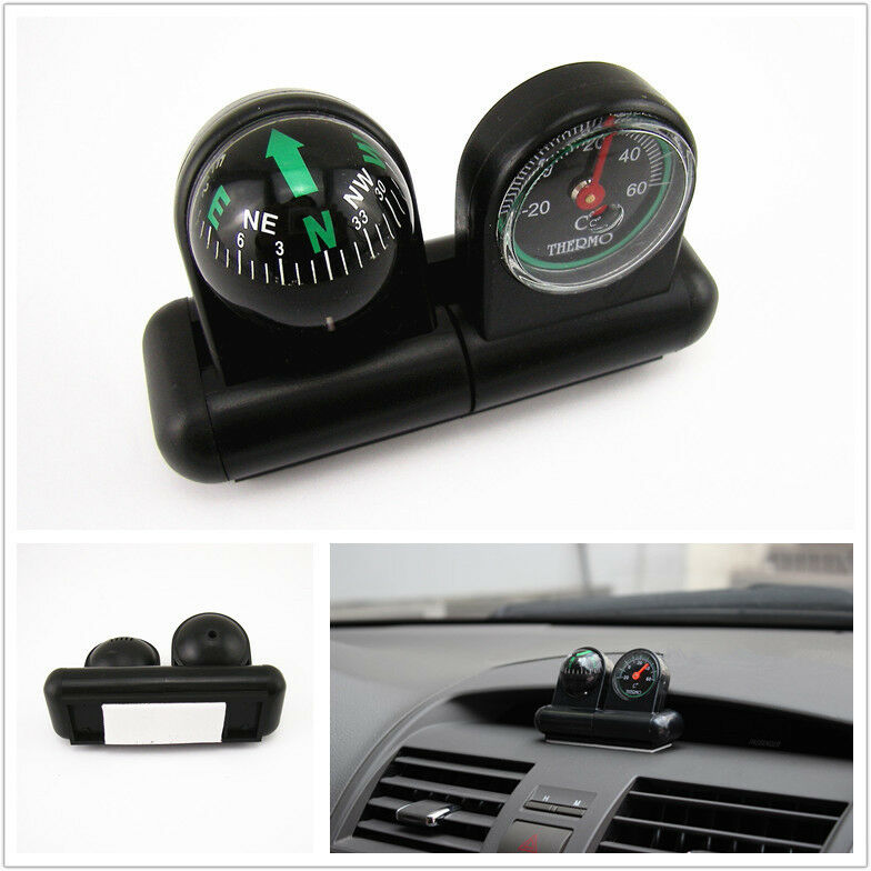 2in1 Mini Removable Car Compass Thermometer Adhesive Van Truck Vehicle Universal