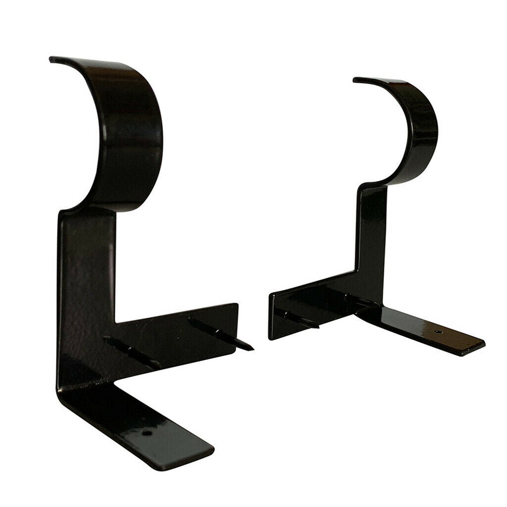 Set of 2 Adjustable Curtain Rod Brackets Holders for Decoration Single_Black