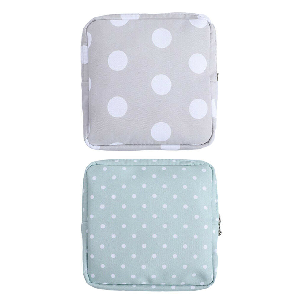 2x Cotton Sanitary Bag Napkin Tampons Coin Storage Traveling for Women Girls