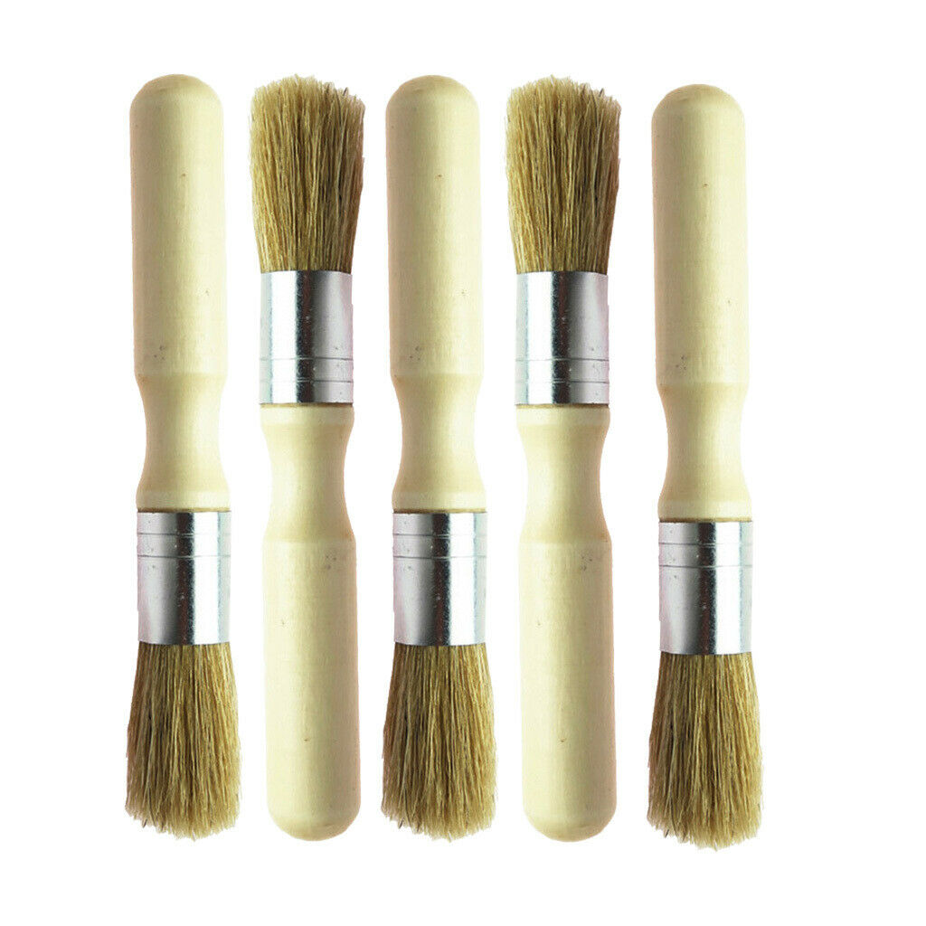 5 Pieces Painting Brush Round Wooden Paint Brushes for Decorating Painting
