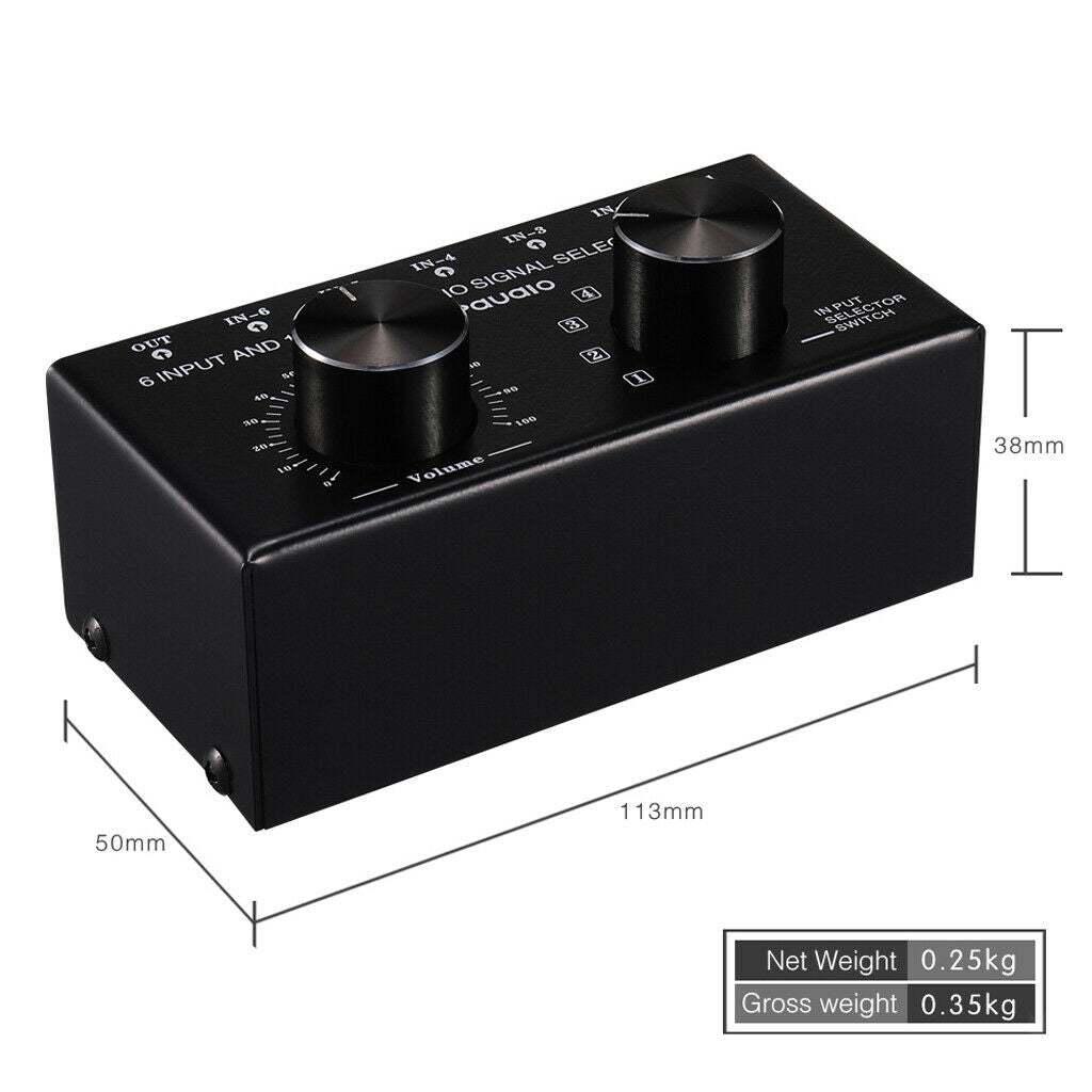 6 Input 1 Output Source Switch Box Switcher Professional Speaker Selector