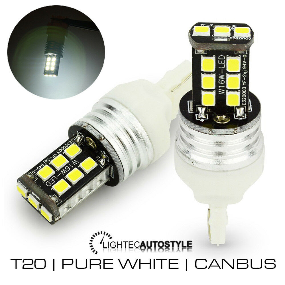 2x T20 W21/5W CANBUS LED PURE WHITE 7440 7443 DRL DAYTIME RUNNING LIGHT BULBS