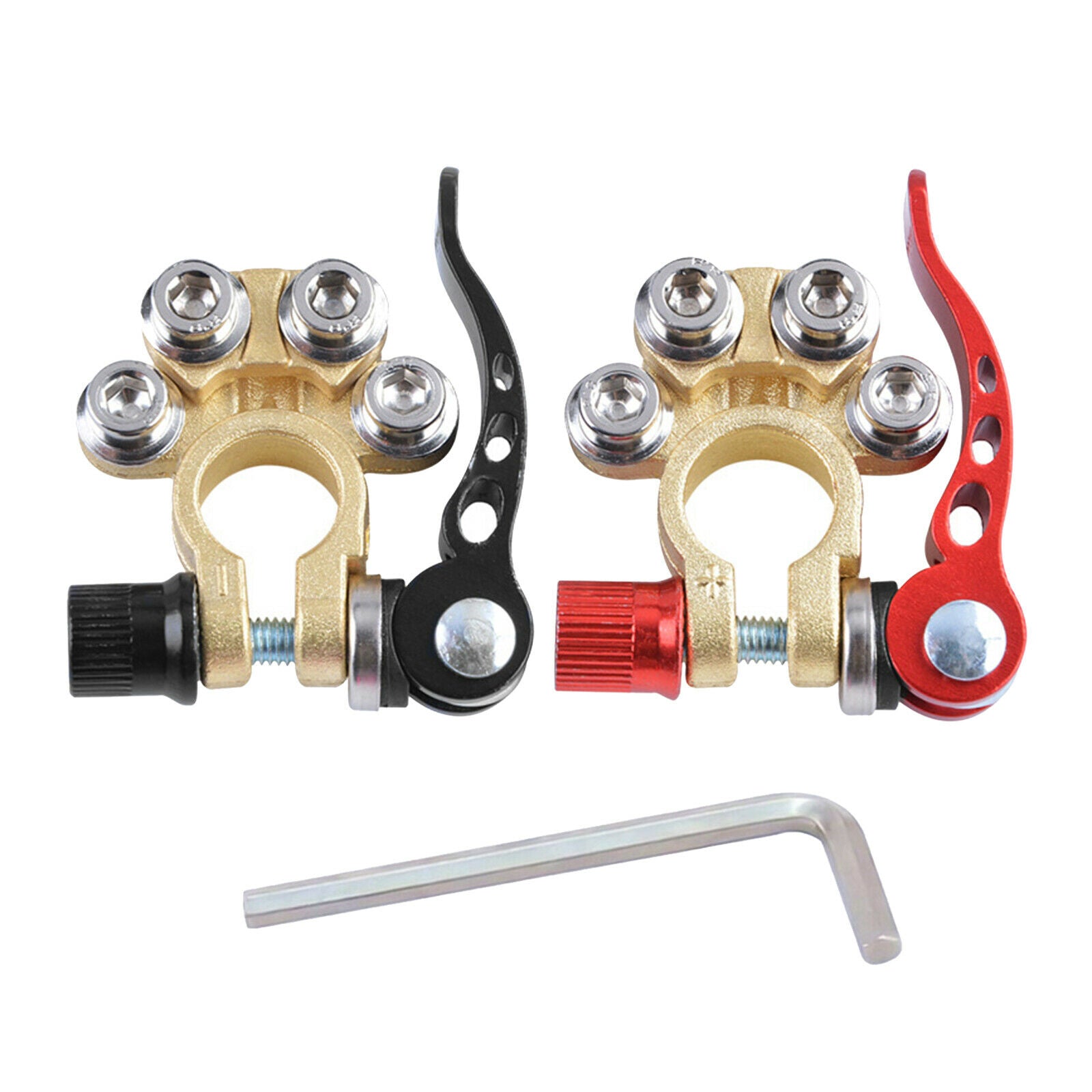 1 Pair Brass Marine Car Battery Terminals Shut-off Connector Clamp Motorhome