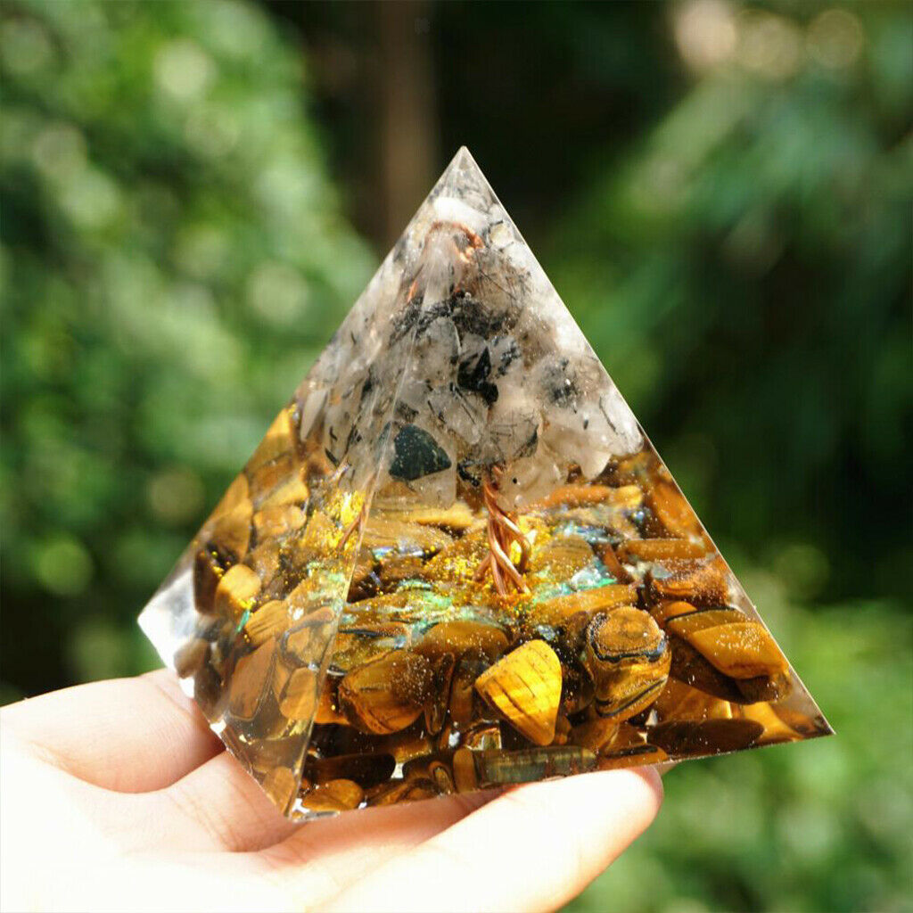 60mm Orgone Crystal Pyramid Ornament Moonstone Relieve Stress Office Decor