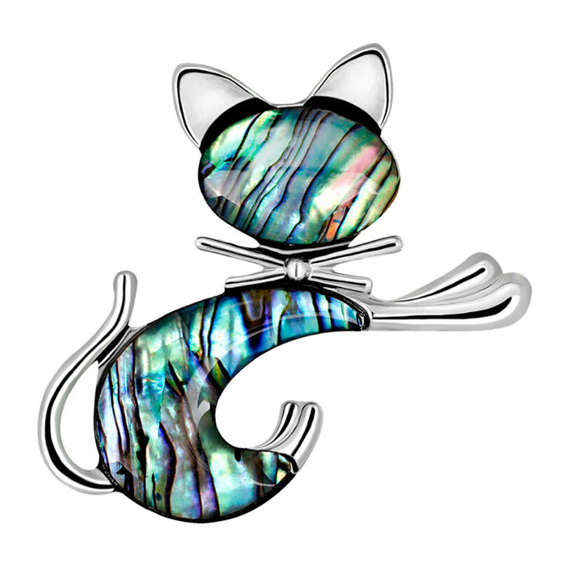 Retro Abalone Shell Brooch Pin Wedding Bridal Bouquet Animal Cat Brooch J.l8