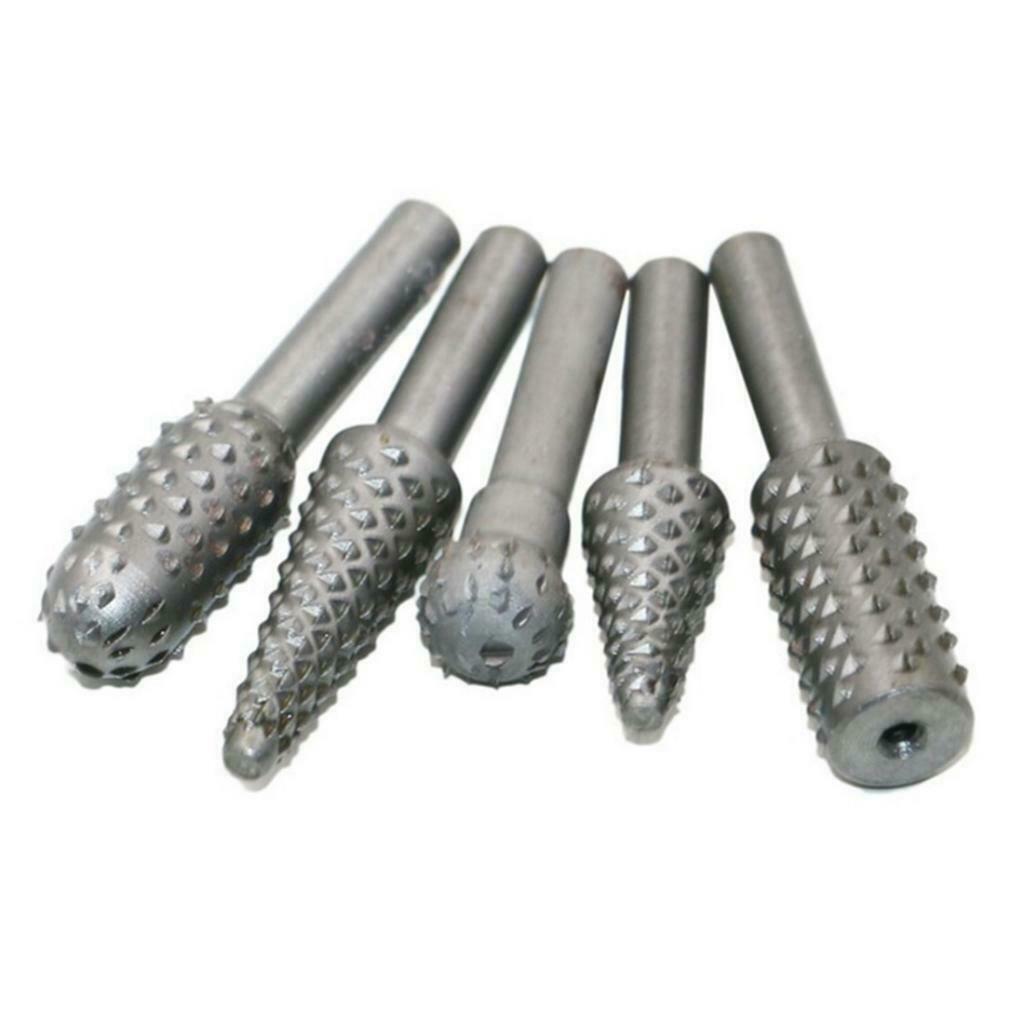 5 Pieces Rotary File Rasp Carbide Burrs Wood Carving Bits Set Woodworking