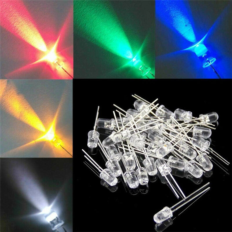 1000pcs 5MM Red/Green/Blue/Yellow/White Round Water Clear LED Light Diodes Kit