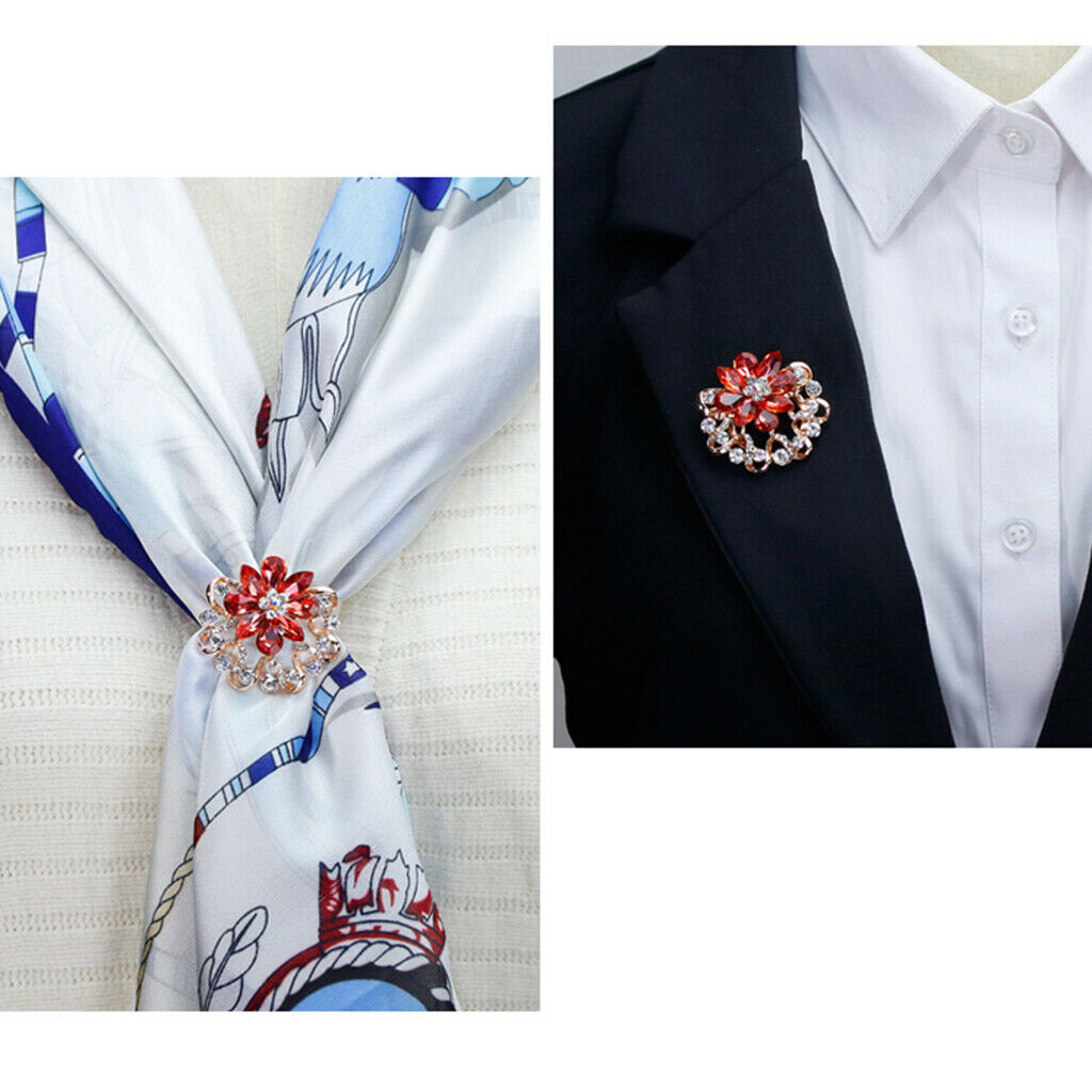 Women Scarf Buckle Ring Clip Holder Silk Scarves Jewelry Crystal Brooch Gift