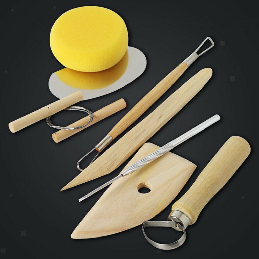 8 Pack Wood Clay Sculpting Tools Wooden Handle Pottery Carving Tool Kit